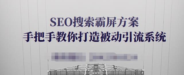 SEO搜索霸屏方案，手把手教你打造被動引流系統【視頻課程】