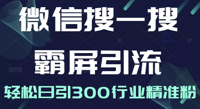 微信搜一搜霸屏引流課，打造被動精準(zhǔn)引流系統(tǒng)，輕松日引300行業(yè)精準(zhǔn)粉【無水印】