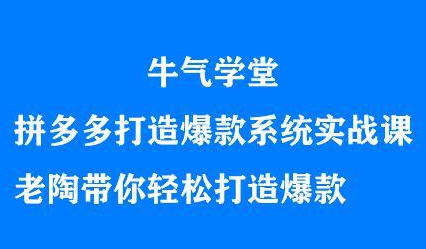 牛氣學堂拼多多打造爆款系統實戰課，老陶帶你輕松打造爆款