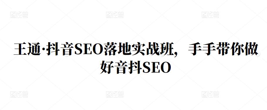 王通·抖音SEO落地實戰班，手?手帶你做好音抖??SEO