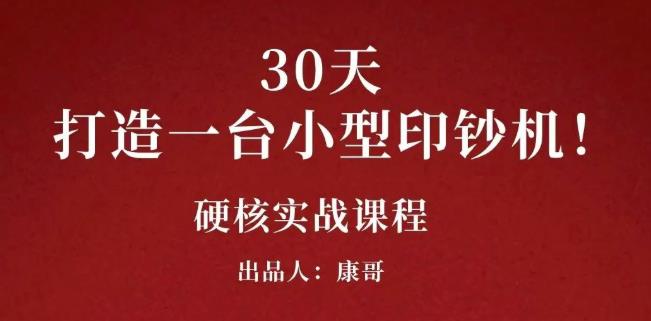 康哥30天打造一臺小型印鈔機：躺賺30萬的項目完整復盤（視頻教程）