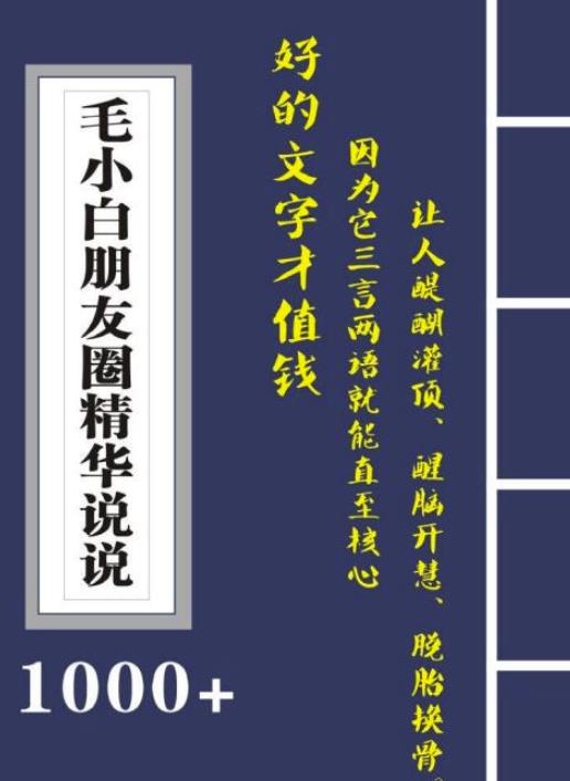 毛小白內(nèi)容合集《朋友圈說說精華1000 》好的文字才值錢（第1部 2部）