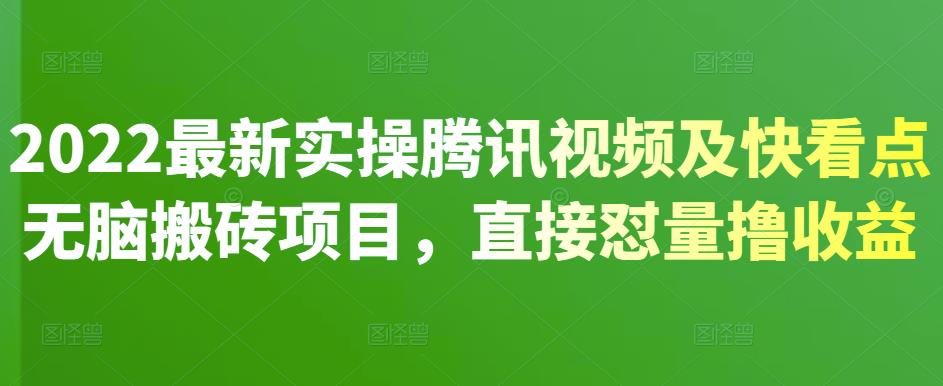 2022最新實操騰訊視頻及快看點無腦搬磚項目，直接懟量擼收益