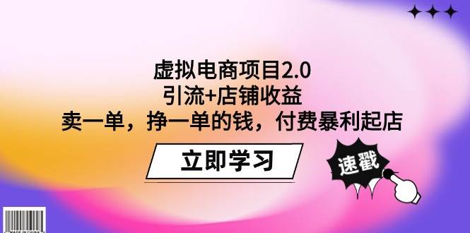 虛擬電商項目2.0：引流+店鋪收益  賣一單，掙一單的錢，付費暴利起店