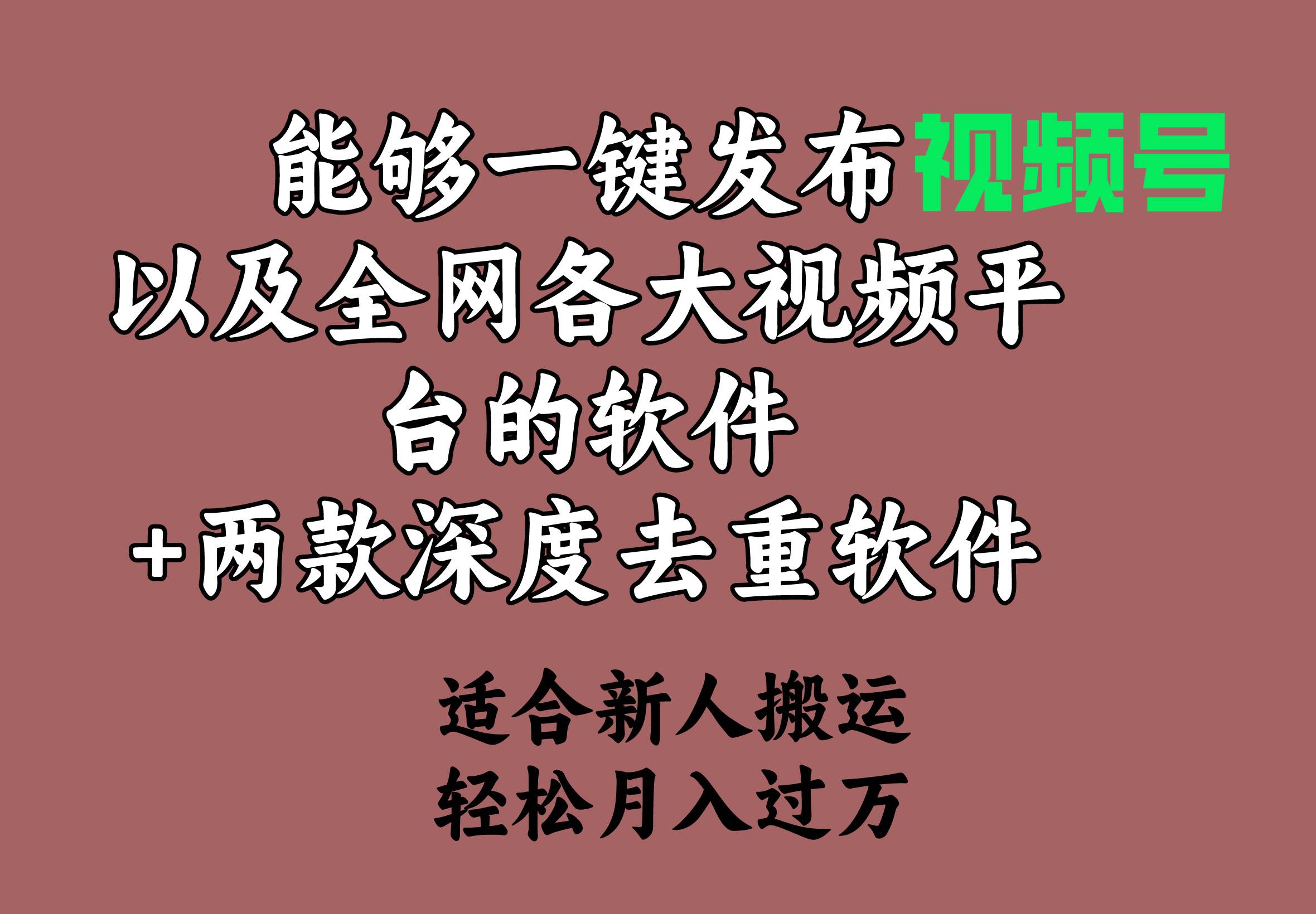 能夠一鍵發布視頻號以及全網各大視頻平臺的軟件+兩款深度去重軟件 適合...