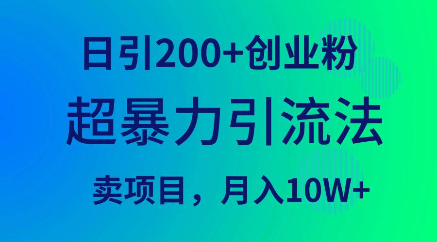 超暴力引流法，日引200+創(chuàng)業(yè)粉，賣項目月入10W+