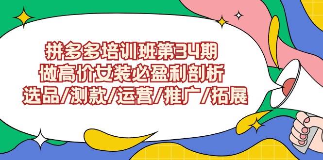 拼多多培訓(xùn)班第34期：做高價女裝必盈利剖析  選品/測款/運營/推廣/拓展