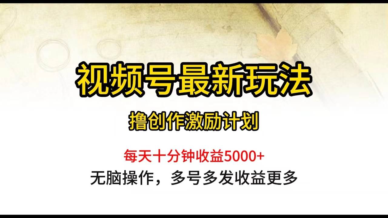 視頻號最新玩法，每日一小時月入5000+