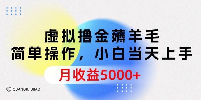 虛擬擼金薅羊毛，簡單操作，小白當天上手，月收益5000+