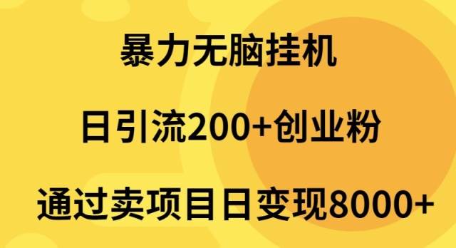 暴力無腦掛機日引流200+創業粉通過賣項目日變現2000+