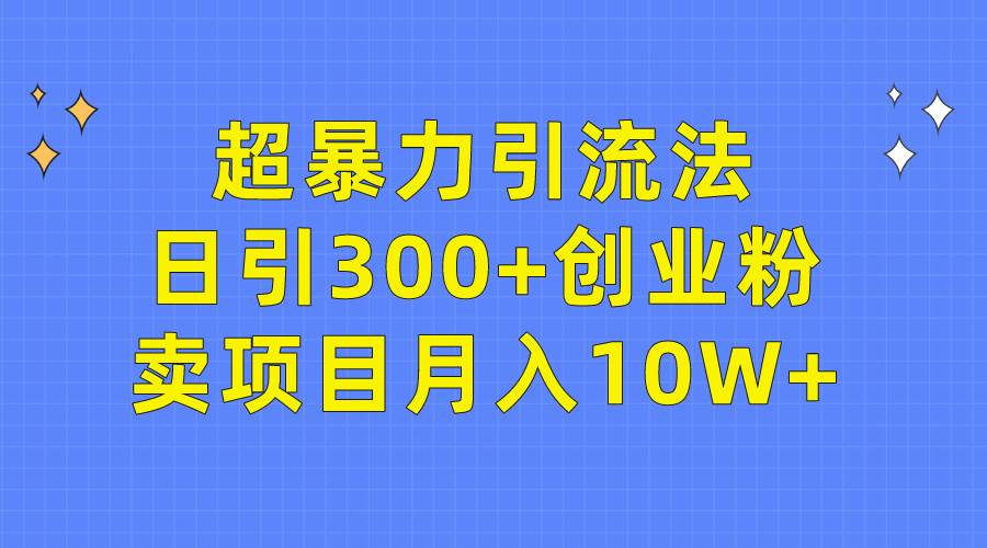 超暴力引流法，日引300+創(chuàng)業(yè)粉，賣項(xiàng)目月入10W+