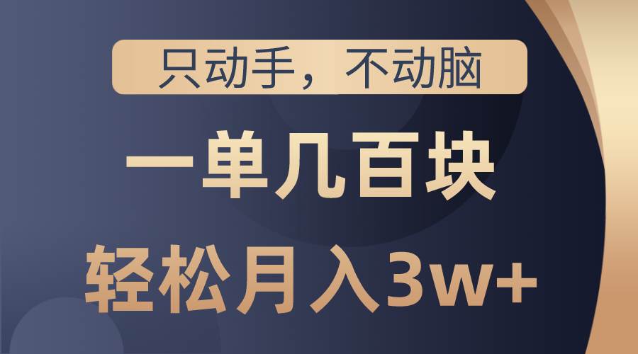 只動手不動腦，一單幾百塊，輕松月入3w+，看完就能直接操作，詳細教程