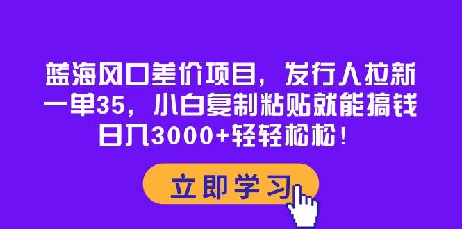 藍海風口差價項目，發行人拉新，一單35，小白復制粘貼就能搞錢！日入3000+輕輕松松