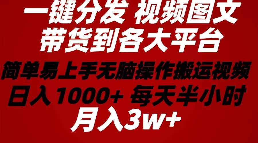 2024年 一鍵分發(fā)帶貨圖文視頻  簡(jiǎn)單易上手 無(wú)腦賺收益 每天半小時(shí)日入1...