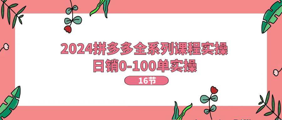 2024拼多多全系列課程實(shí)操，日銷(xiāo)0-100單實(shí)操【16節(jié)課】