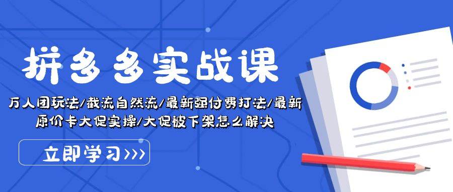 拼多多·實戰課：萬人團玩法/截流自然流/最新強付費打法/最新原價卡大促..