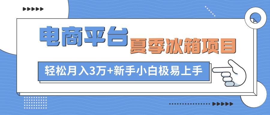 電商平臺夏季冰箱項目，輕松月入3萬+，新手小白極易上手