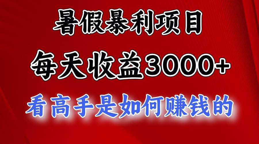 暑假暴利項目，每天收益3000+ 努努力能達到5000+，暑假大流量來了