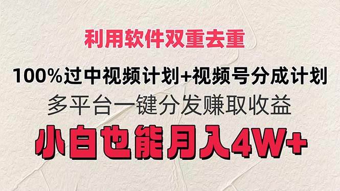 利用軟件雙重去重，100%過中視頻+視頻號分成計劃小白也可以月入4W+