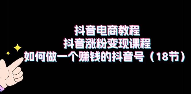 抖音電商教程：抖音漲粉變現課程：如何做一個賺錢的抖音號（18節）