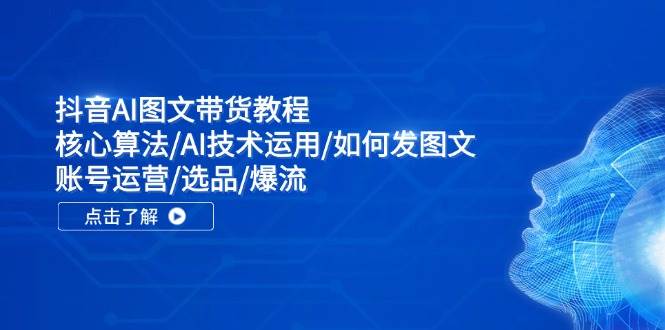 抖音AI圖文帶貨教程：核心算法/AI技術(shù)運(yùn)用/如何發(fā)圖文/賬號(hào)運(yùn)營(yíng)/選品/爆流