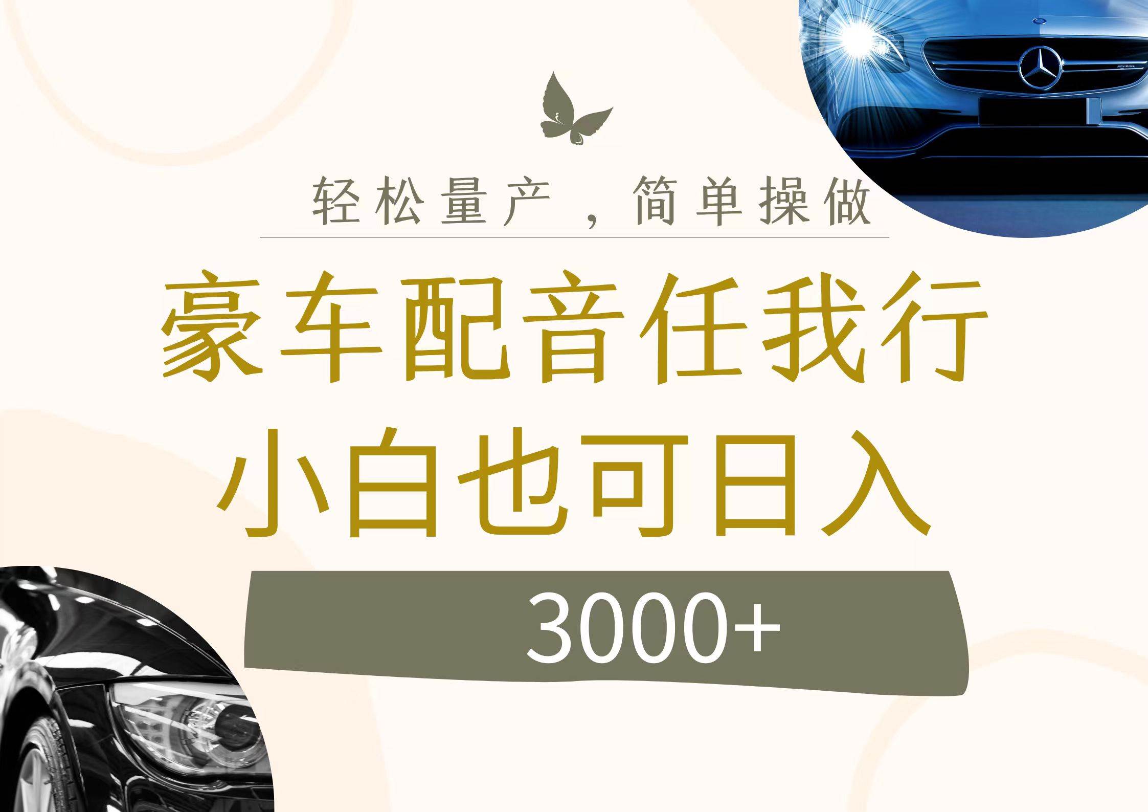 不為人知的暴力小項目，豪車配音，日入3000+