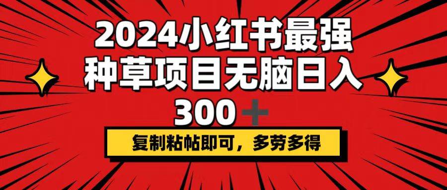 2024小紅書最強種草項目，無腦日入300+，復制粘帖即可，多勞多得