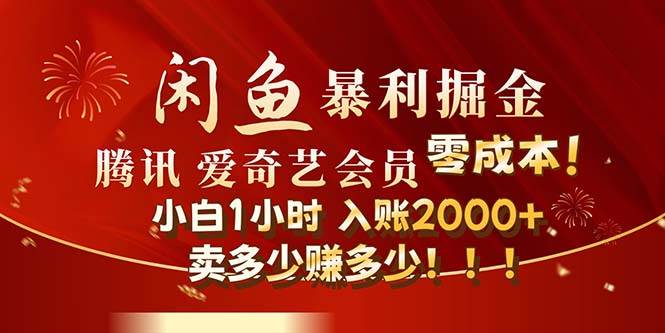 閑魚全新暴力掘金玩法，官方正品影視會員無成本渠道！小白1小時收...