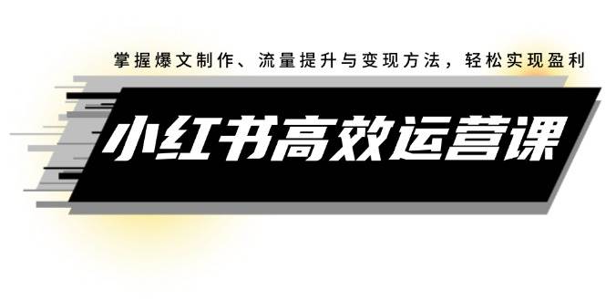 小紅書高效運營課：掌握爆文制作、流量提升與變現方法，輕松實現盈利