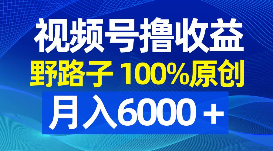 視頻號野路子擼收益，100%原創(chuàng)，條條爆款，月入6000＋